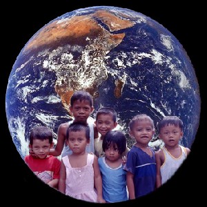 globe and children